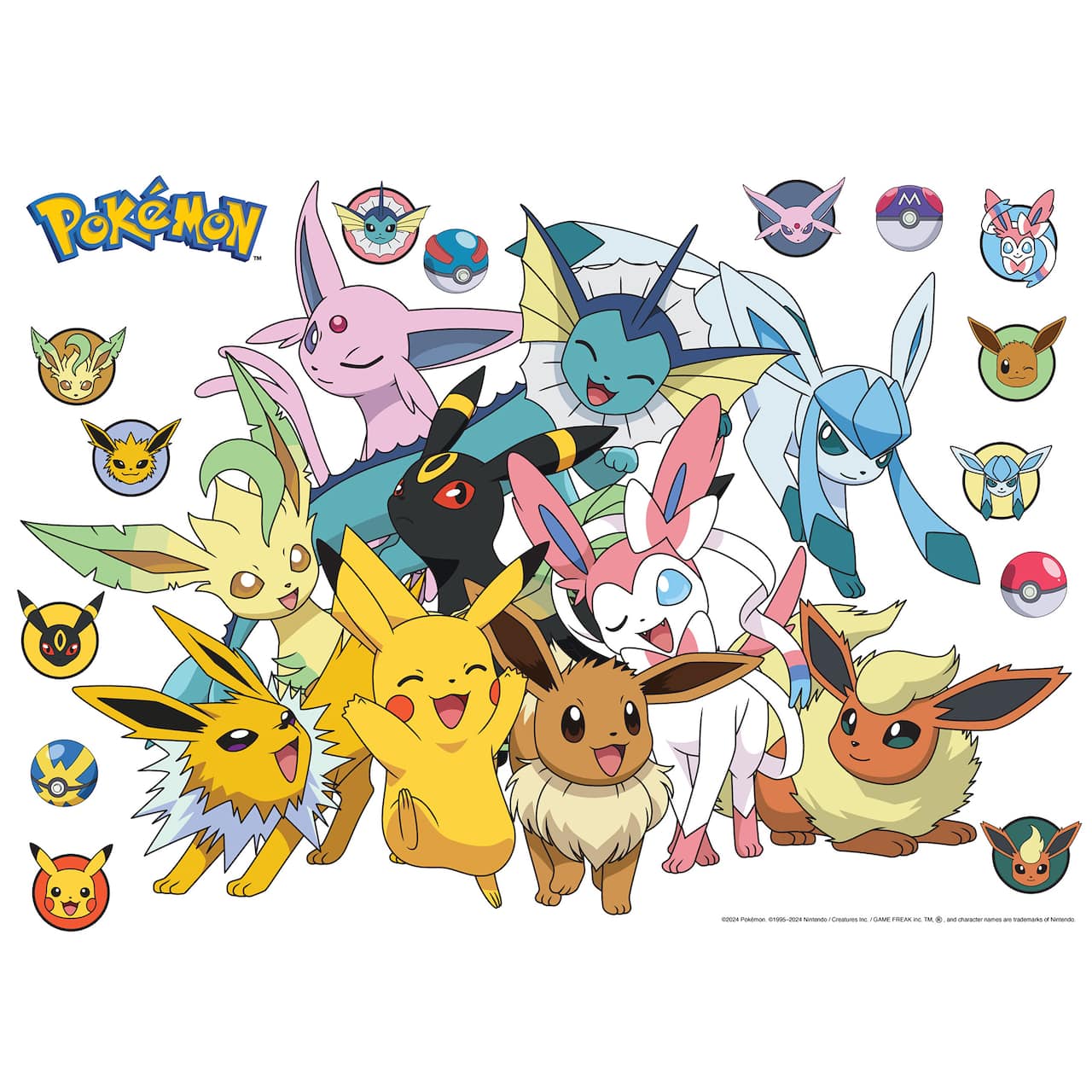 RoomMates Pokemon Eevee Evolutions Multicolor Wall Decals